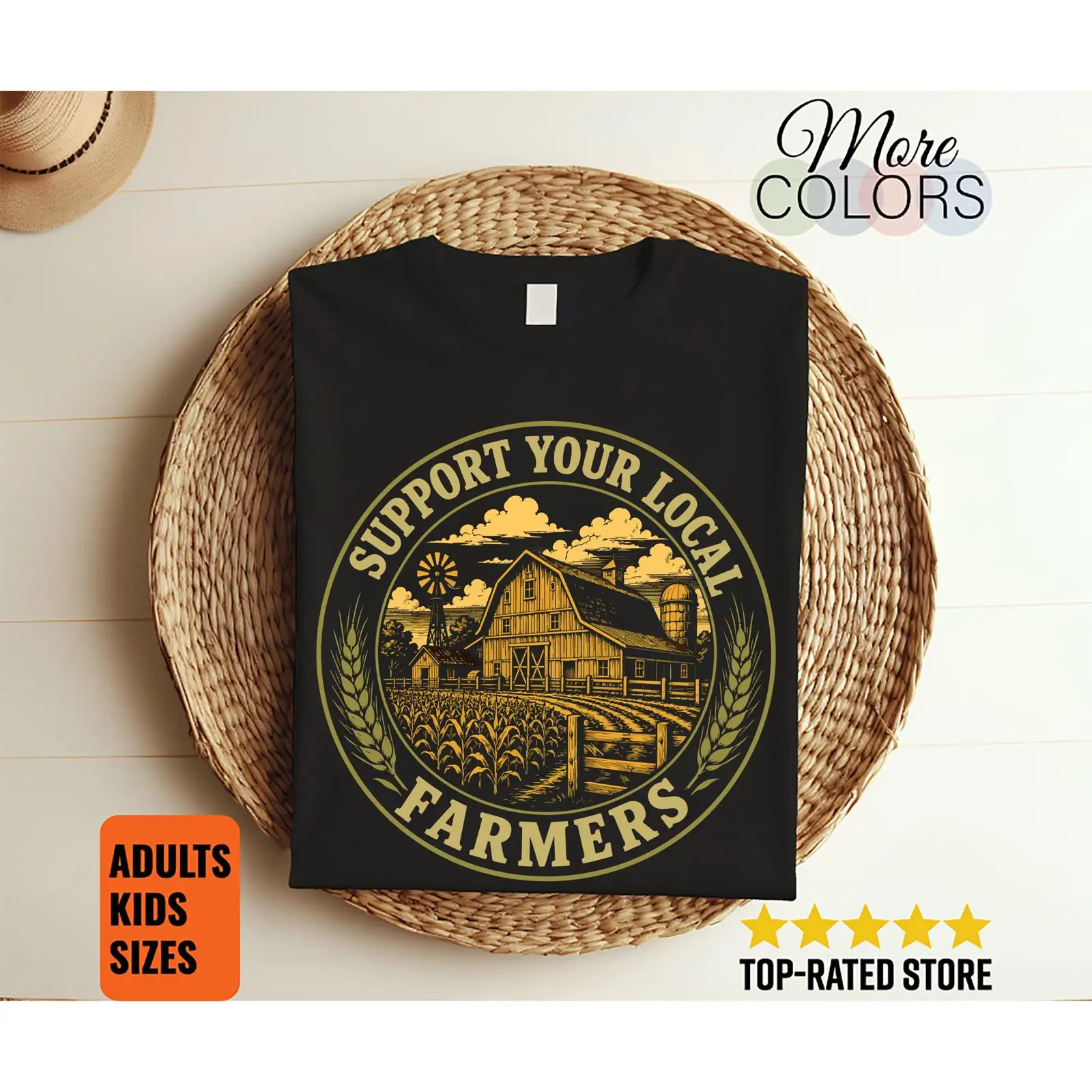 Agriculture Farming For Kids - Yerel Çiftçilerinizi Destekleyin Vintage Çiftlik Tişörtü